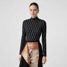 Burberry Burberry Net Print Stretch Jersey Turtleneck Top, Size: Xs, Black