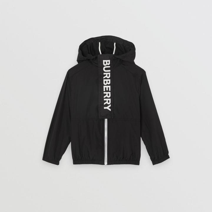 Burberry Burberry Childrens Logo Print Lightweight Hooded Jacket, Size: 14y, Black