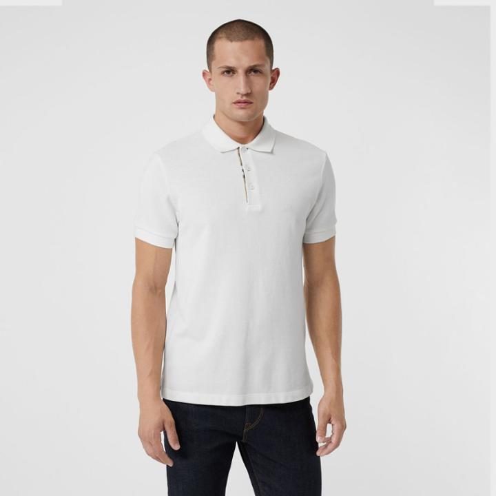 Burberry Burberry Check Placket Cotton Polo Shirt, Size: Xl, White