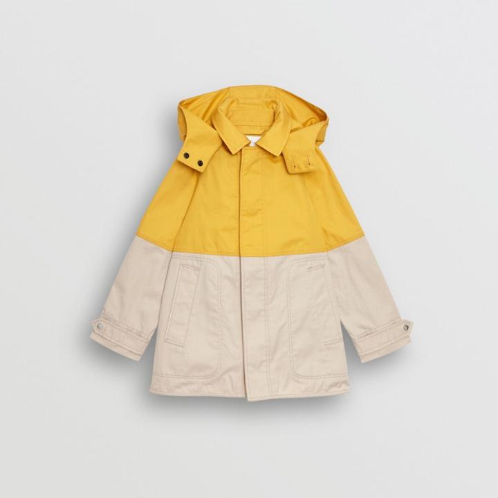 Burberry Burberry Childrens Detachable Hood Colour Block Cotton Car Coat, Size: 3y, Yellow