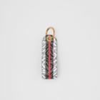 Burberry Burberry Monogram Stripe E-canvas And Leather Key Ring, Brown