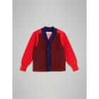 Burberry Burberry Colour Block Merino Wool Blend Cardigan, Size: 14y, Red