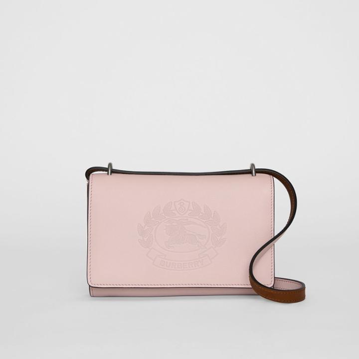 Burberry Burberry Embossed Crest Leather Wallet With Detachable Strap, Pink