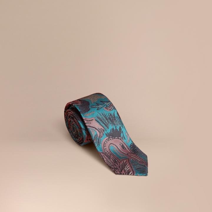 Burberry Burberry Slim Cut Beasts Jacquard Silk Tie, Blue