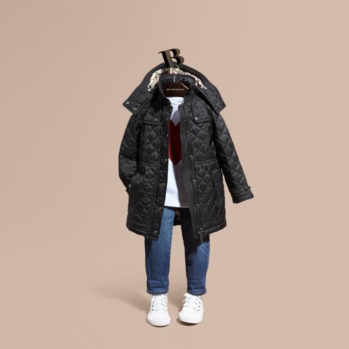 Burberry Burberry Diamond Quilted Trench Coat, Size: 12y, Black