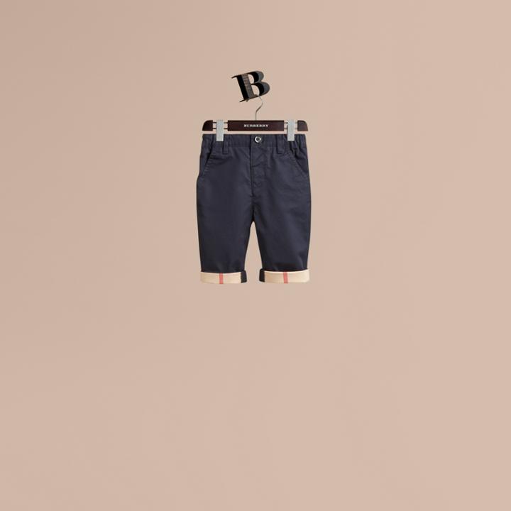 Burberry Burberry Check Cuff Chinos, Size: 2y, Blue