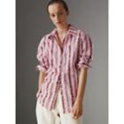 Burberry Burberry Scribble Stripe Cotton Shirt, Size: 06, Pink