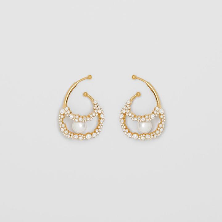 Burberry Burberry Resin Pearl Detail Crystal Gold-plated Ear Cuff, Yellow