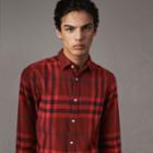 Burberry Burberry Check Cotton Flannel Shirt, Size: Xl, Red