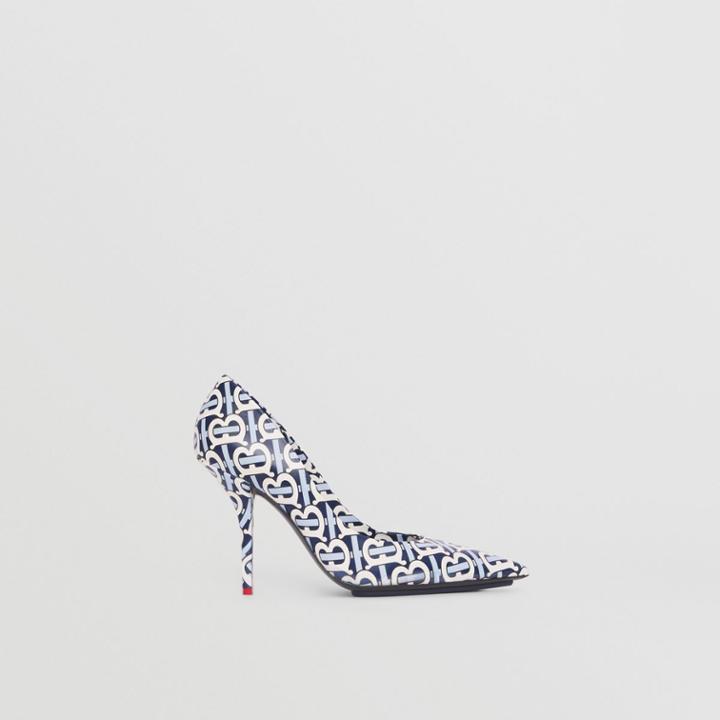 Burberry Burberry Monogram Print Lambskin Point-toe Pumps, Size: 39.5