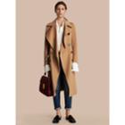 Burberry Burberry Draped Front Camel Hair And Wool Tailored Coat, Size: 04, Brown