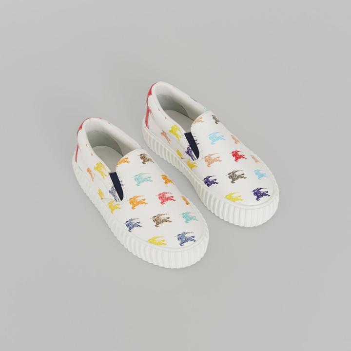 Burberry Burberry Childrens Ekd Leather Slip-on Sneakers, Size: 27, White
