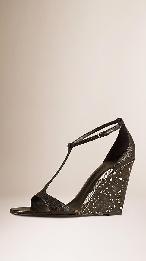 Burberry Prorsum Laser-cut Lace Leather Wedges