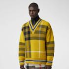 Burberry Burberry Check Wool Cashmere Jacquard Sweater, Yellow