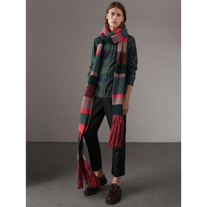Burberry Burberry Check Cotton Cashmere Flannel Shirt, Green