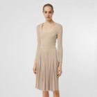 Burberry Burberry Long-sleeve Pleated Dress, Size: 00, Beige