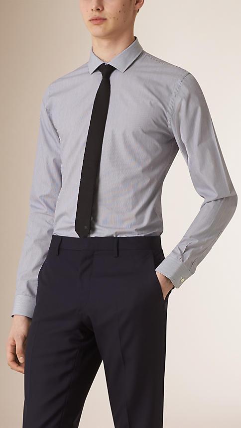 Burberry Slim Fit Striped Cotton Poplin Shirt