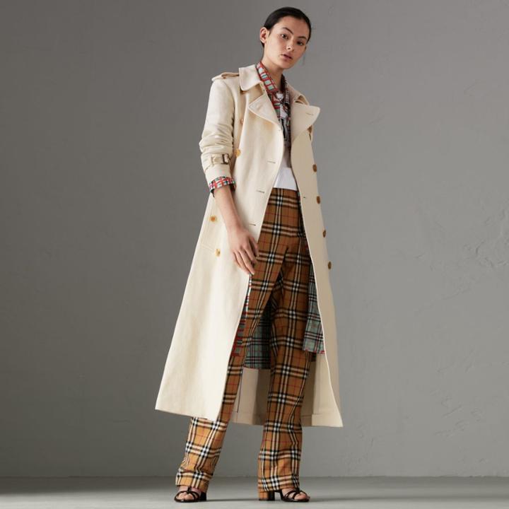 Burberry Burberry Cotton Linen Canvas Trench Coat, Size: 04, White