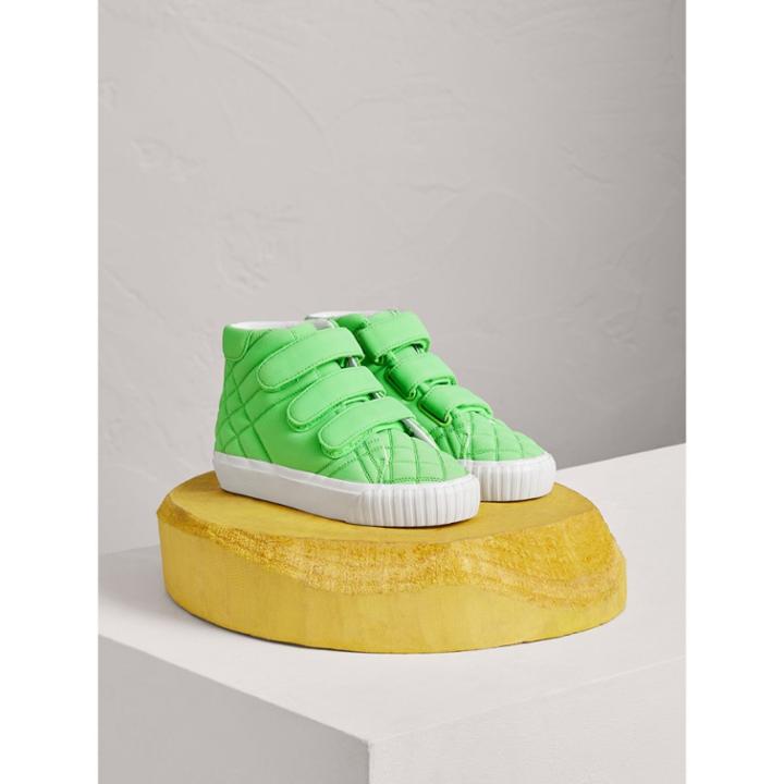 Burberry Burberry Quilted High-top Sneakers, Size: 30, Green