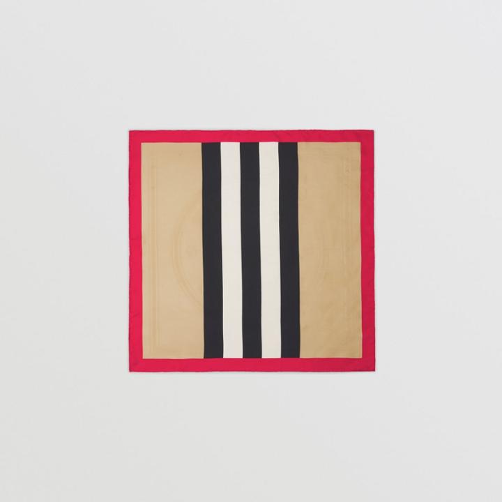Burberry Burberry Icon Stripe And Logo Graphic Silk Square Scarf