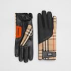 Burberry Burberry Logo Appliqu Vintage Check And Lambskin Gloves, Size: 9, Beige