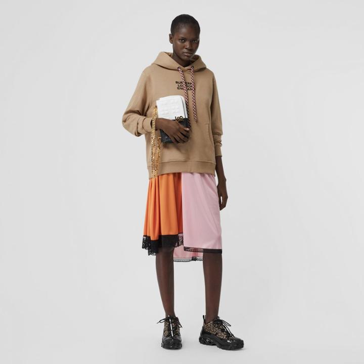 Burberry Burberry Embroidered Logo Cotton Oversized Hoodie, Beige