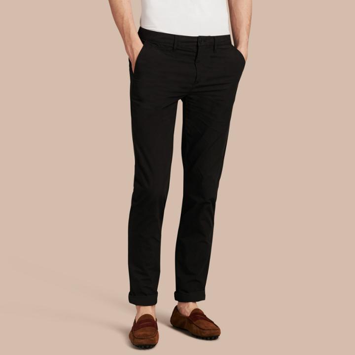 Burberry Burberry Slim Fit Cotton Poplin Chinos, Size: 33r, Black