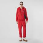 Burberry Burberry Vintage Check Panel Cotton Oversized Hooded Top, Red