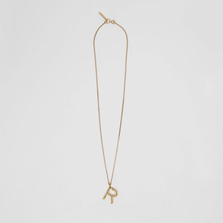 Burberry Burberry 'r' Alphabet Charm Gold-plated Necklace, Yellow