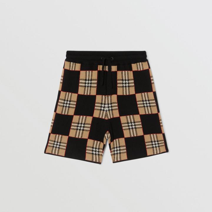 Burberry Burberry Childrens Chequer Merino Wool Jacquard Shorts, Size: 10y, Beige