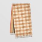 Burberry Burberry Reversible Check And Icon Stripe Cashmere Scarf, Beige