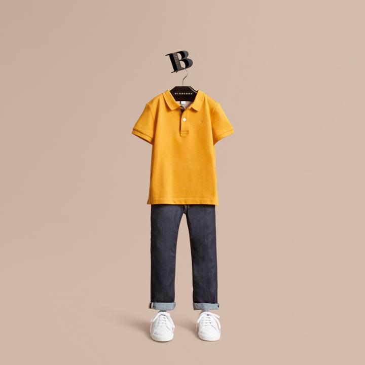 Burberry Burberry Check Placket Polo Shirt, Size: 5y, Yellow