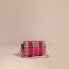 Burberry Burberry Overdyed Horseferry Check And Leather Clutch Bag, Red
