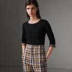 Burberry Burberry Check Detail Stretch Cotton Top, Size: Xs