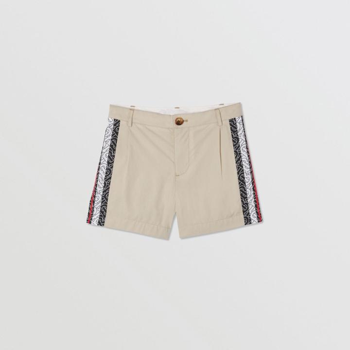Burberry Burberry Childrens Monogram Stripe Print Cotton Tailored Shorts, Size: 8y, Beige