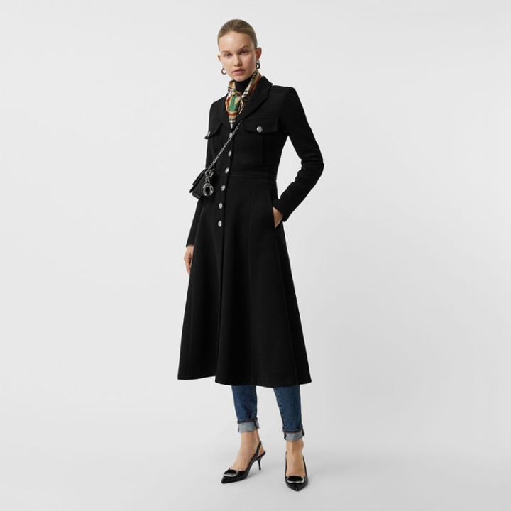 Burberry Burberry Bonded Cotton Blend Jersey Tailored Coat, Size: 00, Black