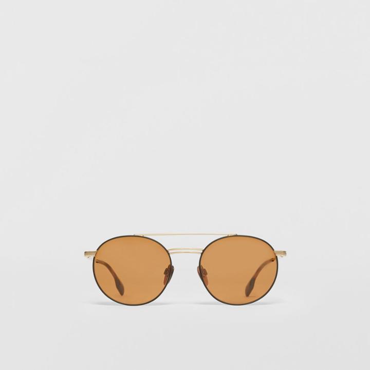 Burberry Burberry Top Bar Detail Round Frame Sunglasses, Brown
