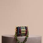 Burberry Burberry The Mini Square Buckle Bag In Velvet And Ostrich, Blue