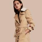 Burberry Leather Trim Trench Coat With Detachable Shearling Collar