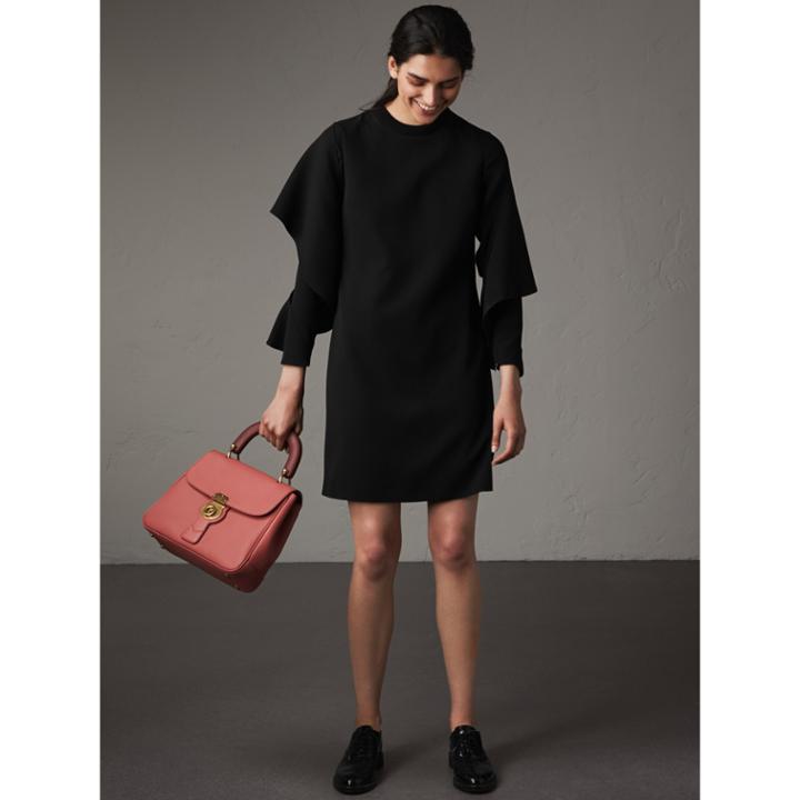 Burberry Burberry Curved Panel Silk Shift Dress, Size: 08, Black