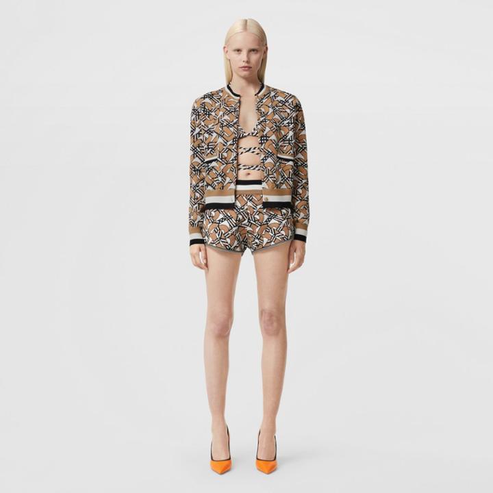 Burberry Burberry Monogram Wool Blend Jacquard Shorts