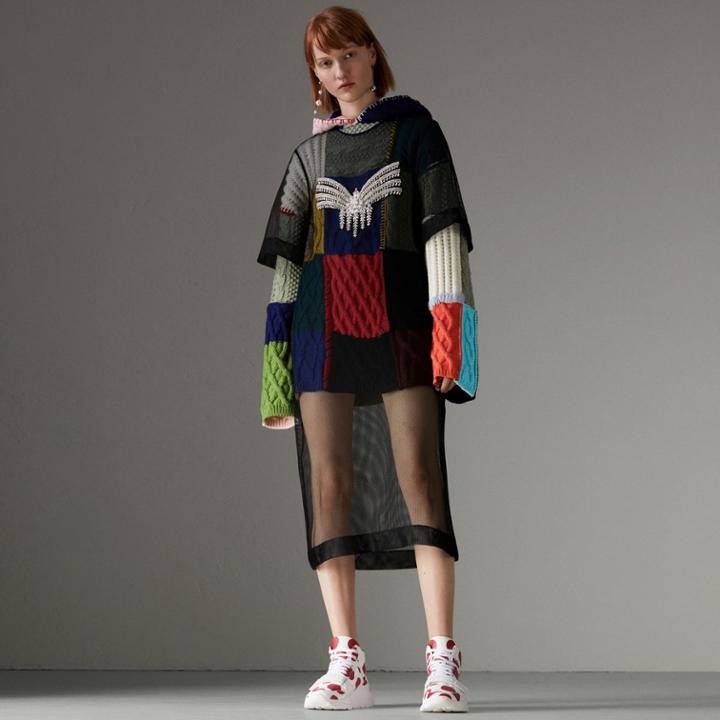 Burberry Burberry Wool And Cashmere Blend Patchwork Hoodie, Multicolour