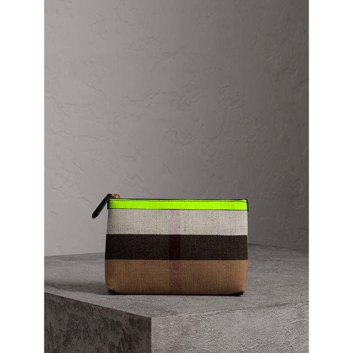 Burberry Burberry Medium Check Canvas And Leather Zip Pouch