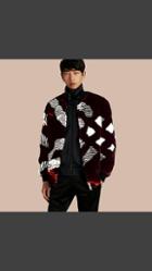 Burberry Check Intarsia Fur Bomber Jacket