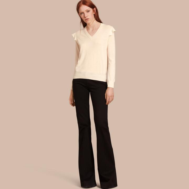 Burberry Burberry Cashmere Sweater With Frill Sleeves, Size: Xs, White