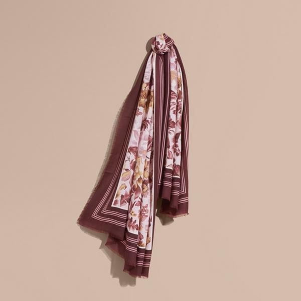 Burberry Garden Floral Print Cashmere Scarf