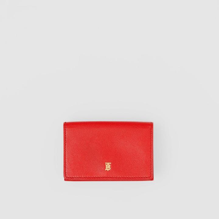 Burberry Burberry Small Grainy Leather Folding Wallet, Red
