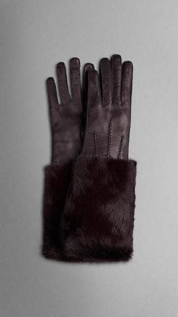 Burberry Mink Detail Leather Gloves