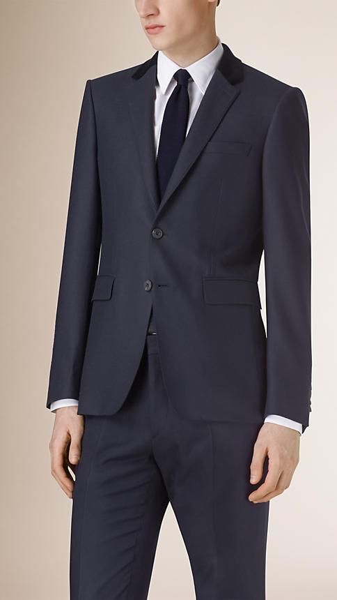 Burberry Velvet Collar Wool Tailored Jacket