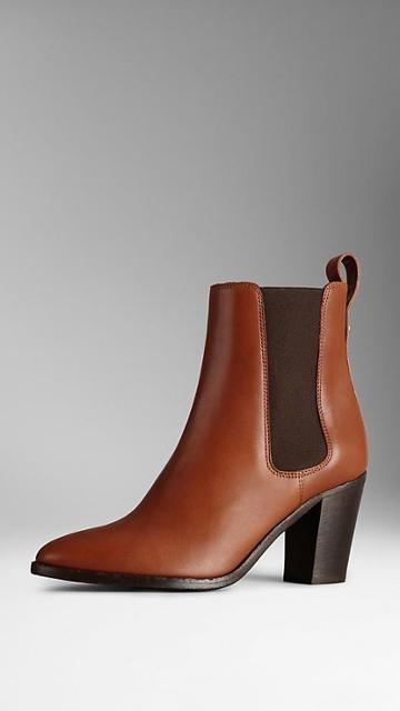 Burberry Polished Leather Ankle Boots